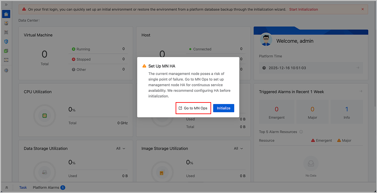 Go to MN Ops from the Initialization Page